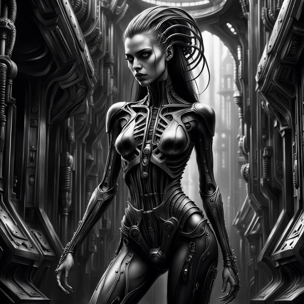 Gothic Cyberpunk Female Portrait in Hyperrealistic Style