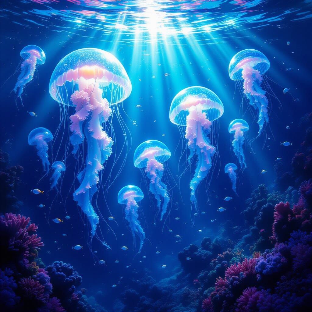 Giant Bioluminescent Jellyfish Illuminate Coral Reefs