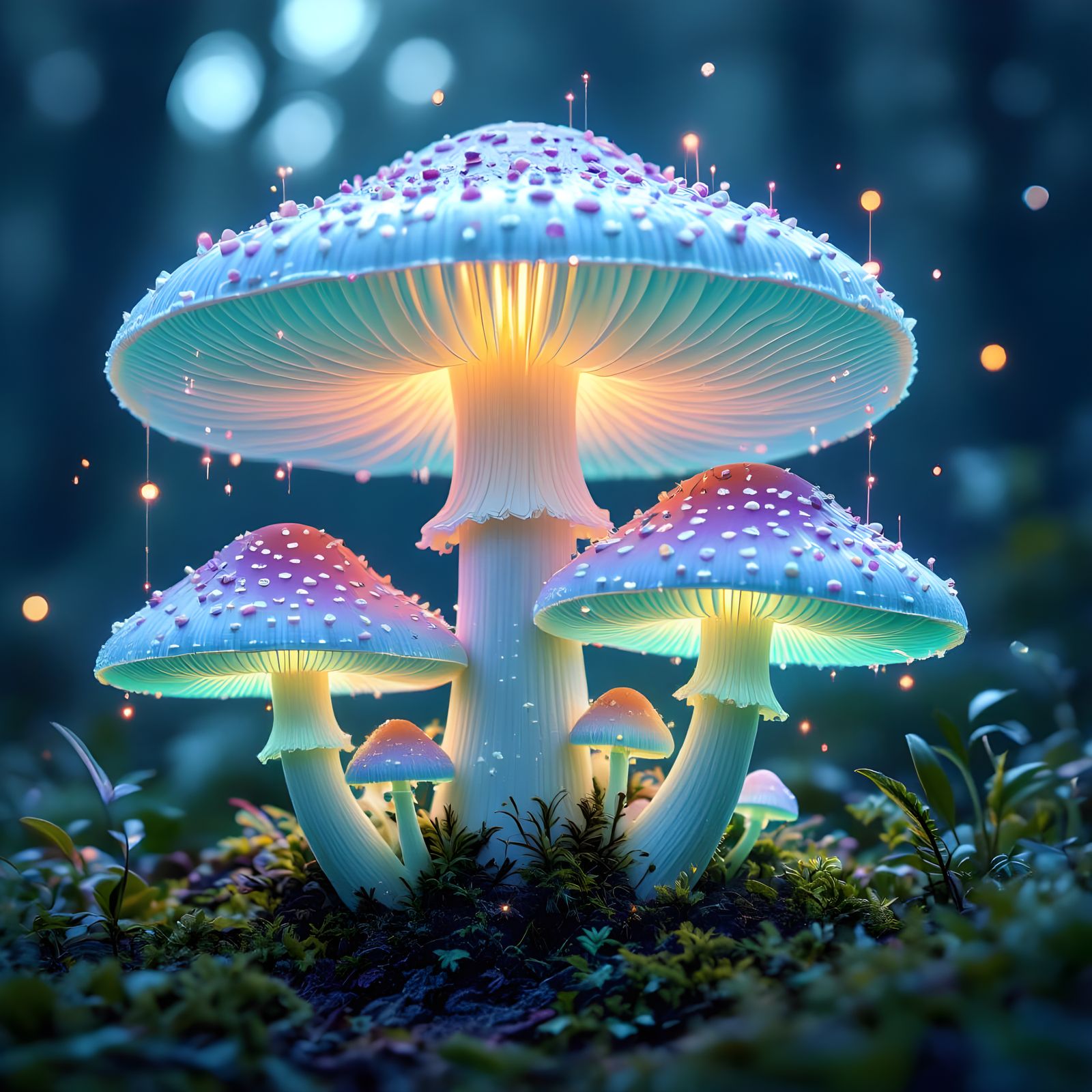 Glowing Mushrooms in Enchanted Forest