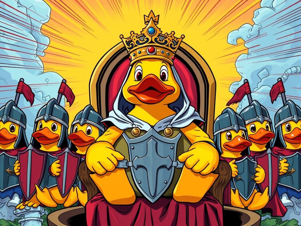 Rubber Duck King in Comic Style