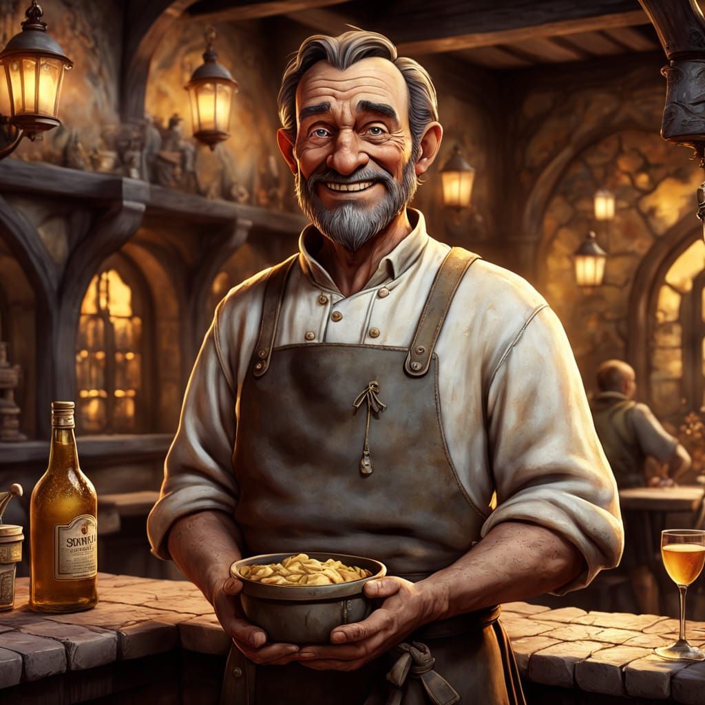 Sly Innkeeper with a Pixar Flair