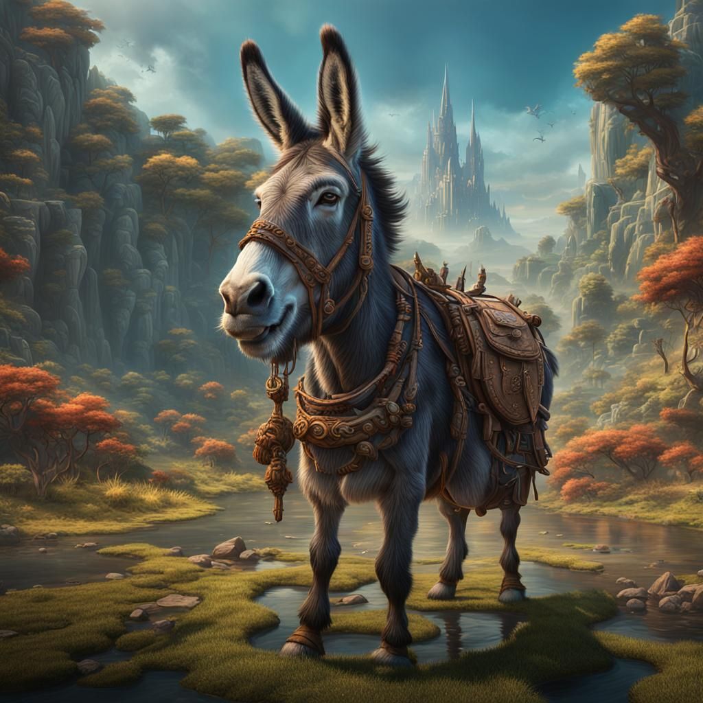 Fantastical Donkey in Detailed Matte Painting
