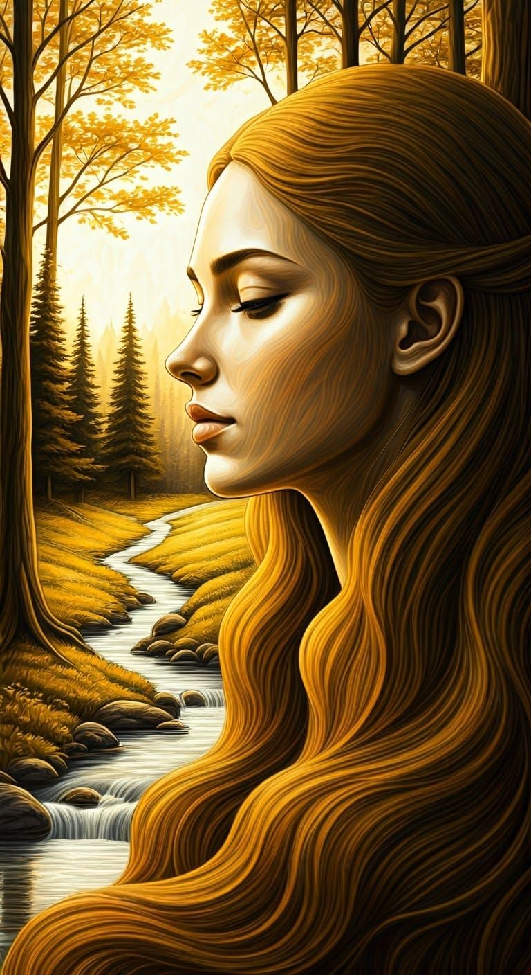 Gentle Nature Goddess in Expressive Pencil Lines