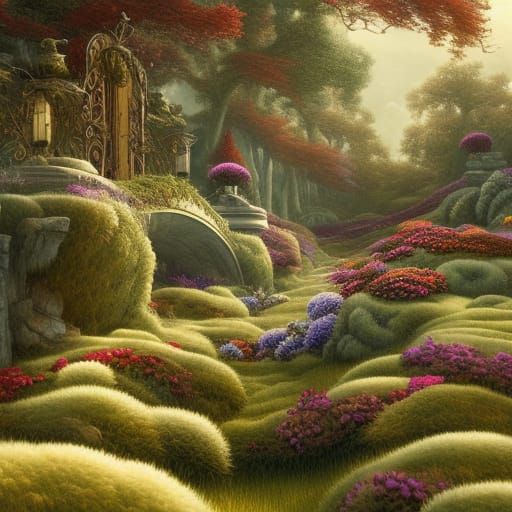 Idyllic Topiary Garden in Classical Style