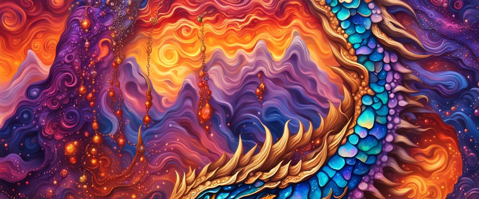 Vibrant Astral Dragon Ignites Celestial Sunset