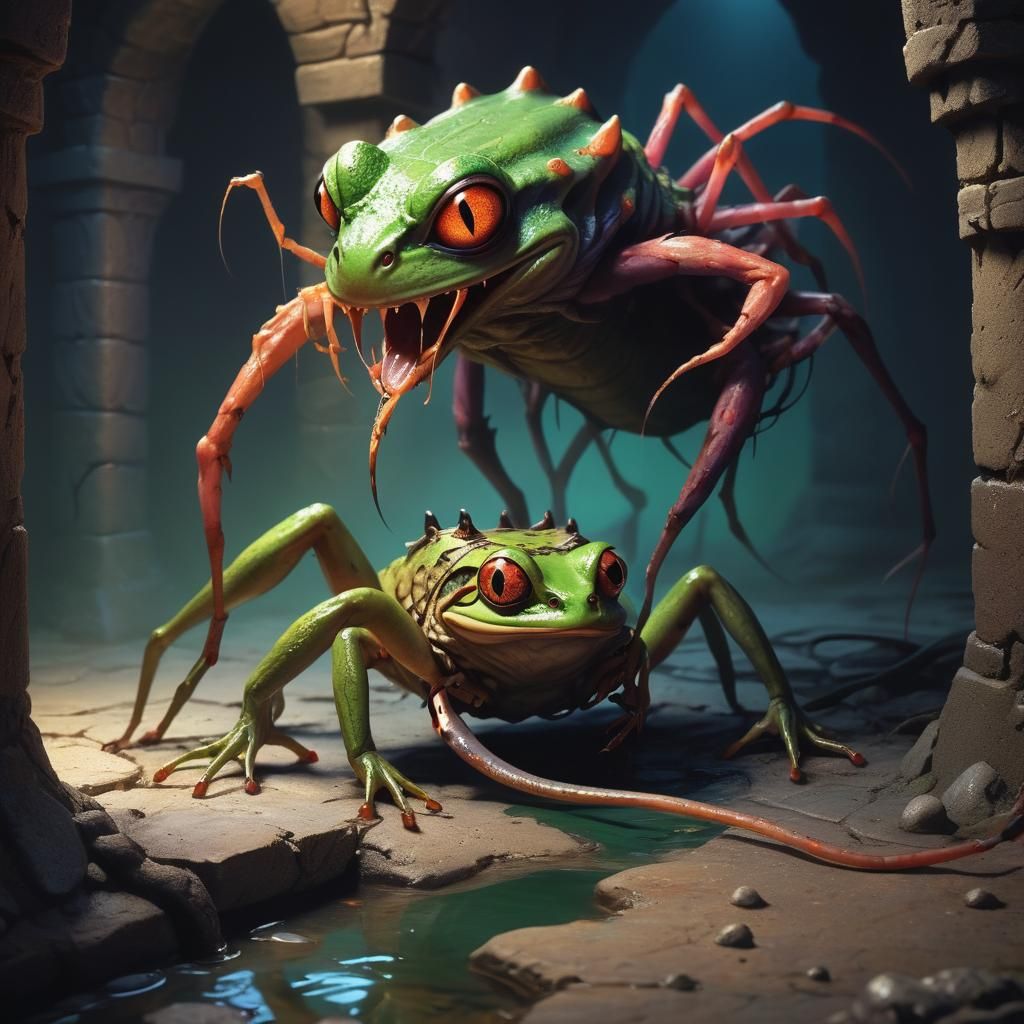 Cyberpunk-Style Frog-Lizard Hybrid Falls into Castle Dungeon...
