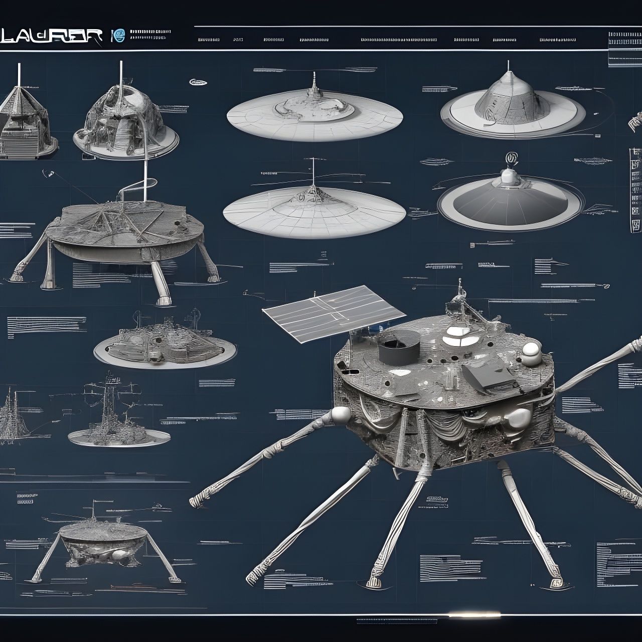 Detailed Mars Lander Blueprint Concept Art