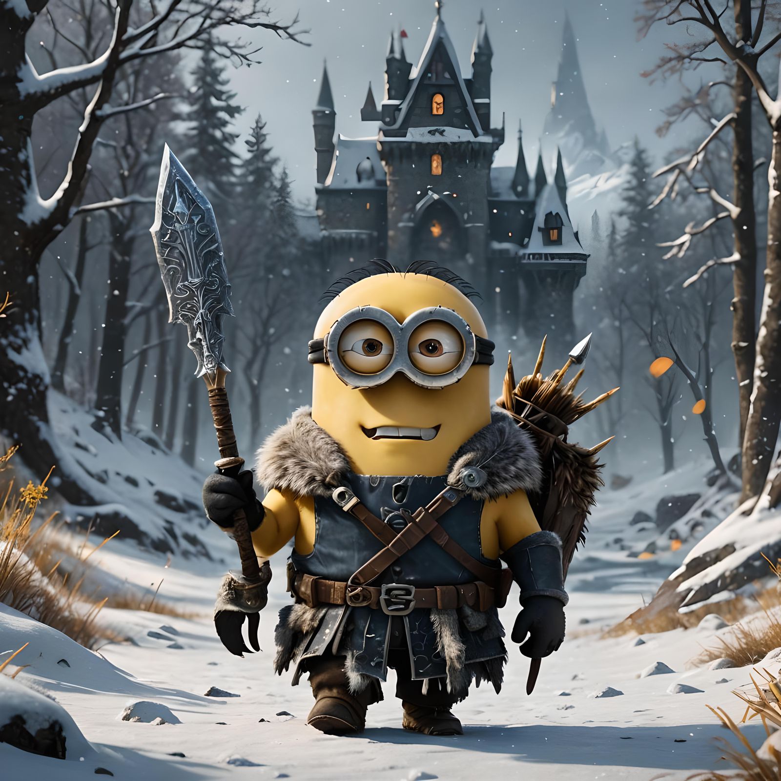 Minion as Jon Snow in Detailed Matte Painting