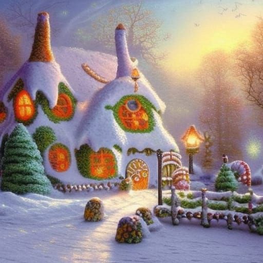 Ethereal Gingerbread House in Luminist Style