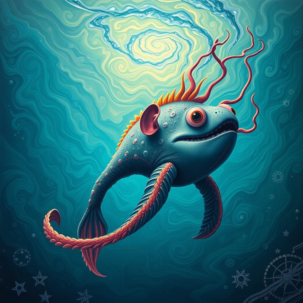 Enigmatic Psychedelic Sea Creature in Detailed Ocean
