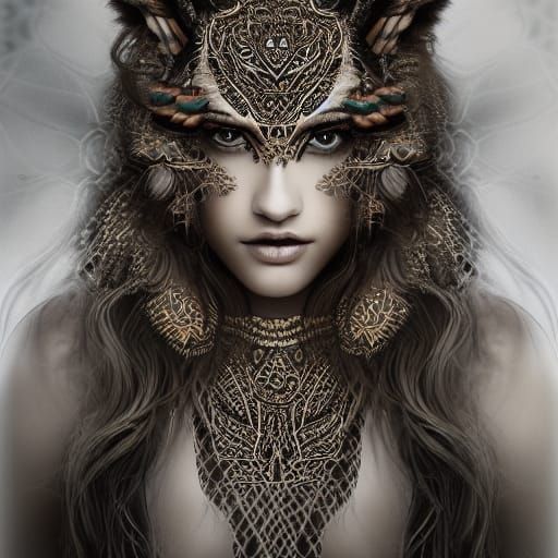 Tribal Queen with Tiger in Photorealistic Style
