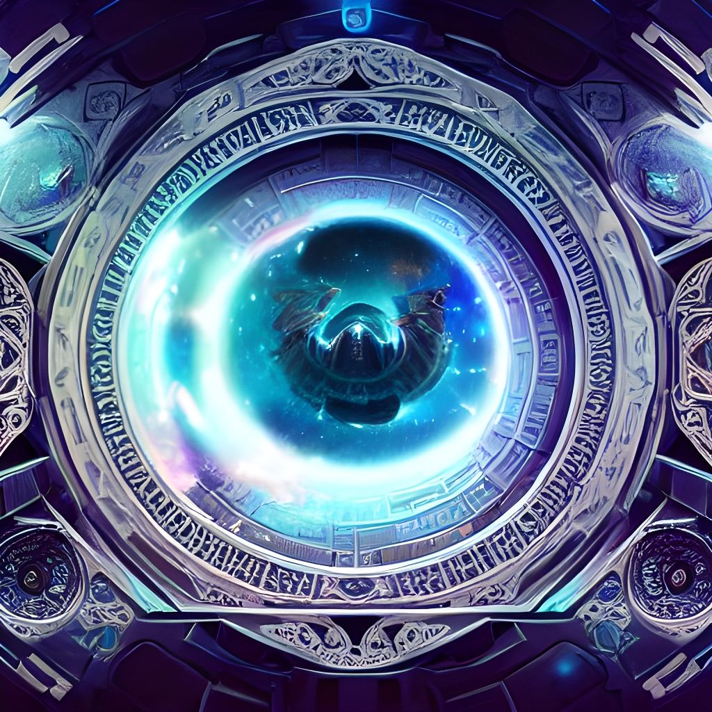Intricate Geometric Portal in Space, Hyperdetailed Sci-Fi
