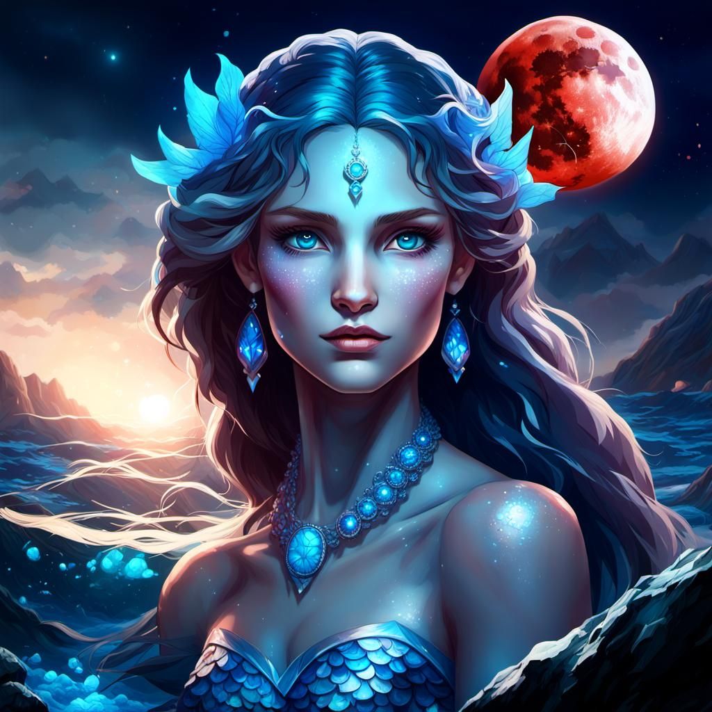 Mermaid in Ocean of Dreams, Hyperdetailed Digital Art