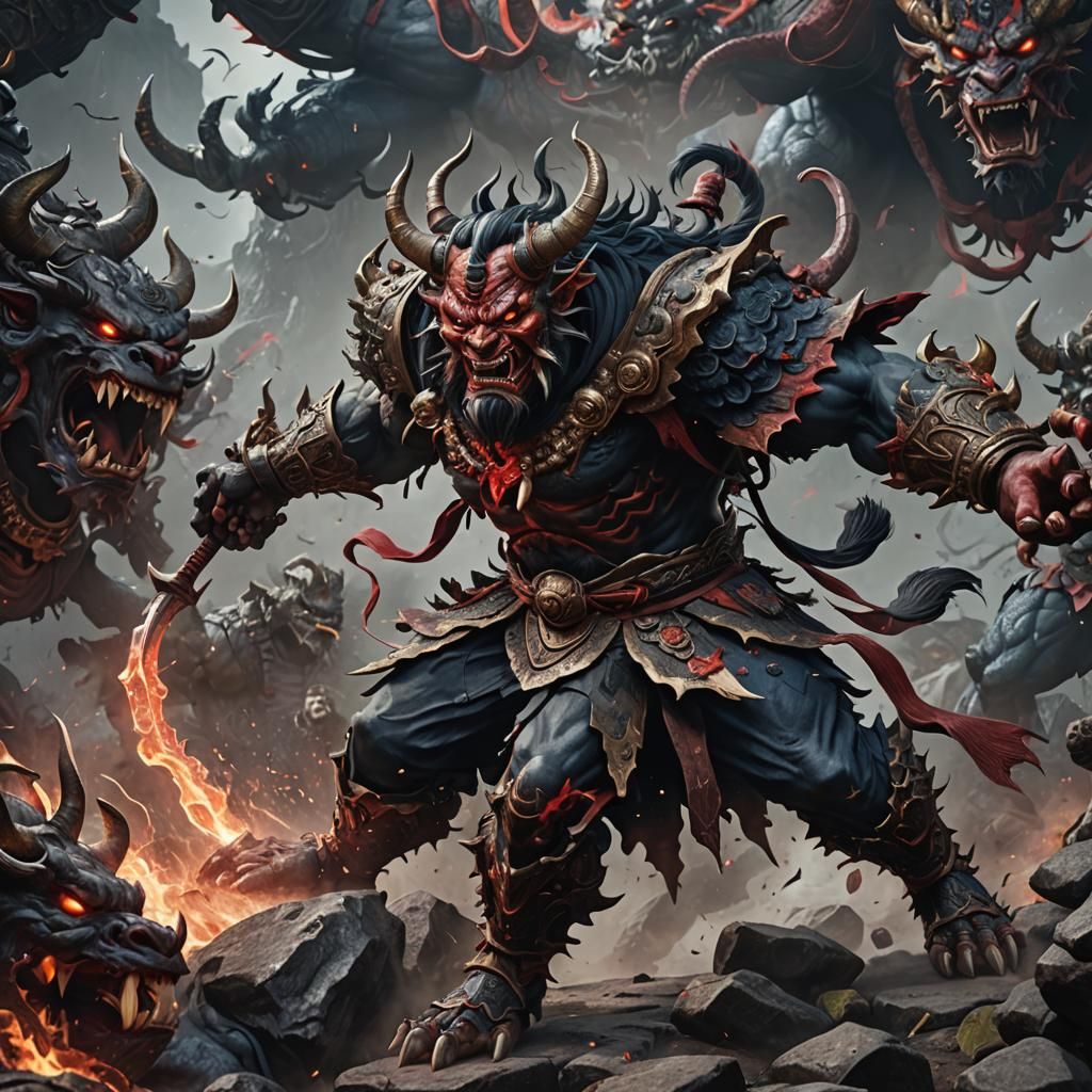 Oni vs Demon: Detailed Matte Painting