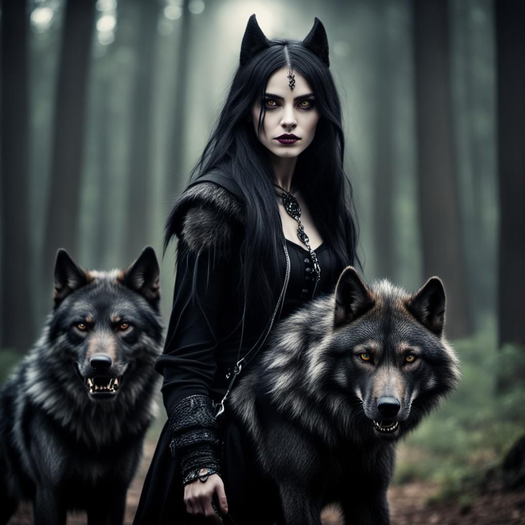 Gothic Werewolf Alpha Leading Her Pack
