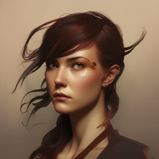 Striking Phoenix Portrait with Lightning, Detailed Art