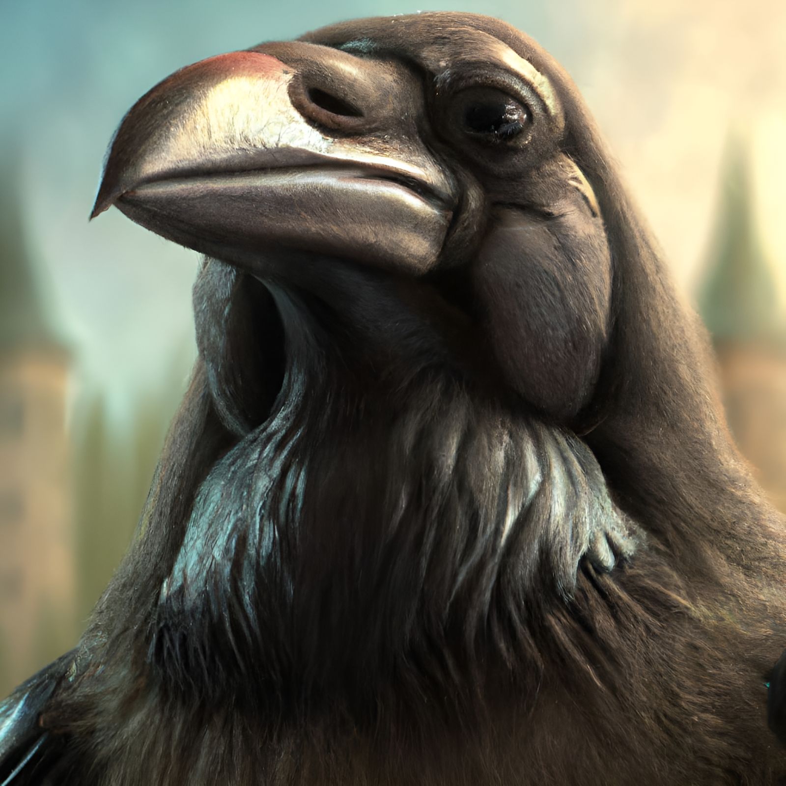 Crow Mona Lisa Portrait in 3D Concept Art