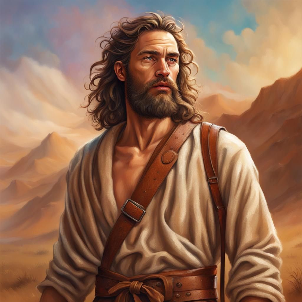 John the Baptist in Hyperrealistic Splash Art