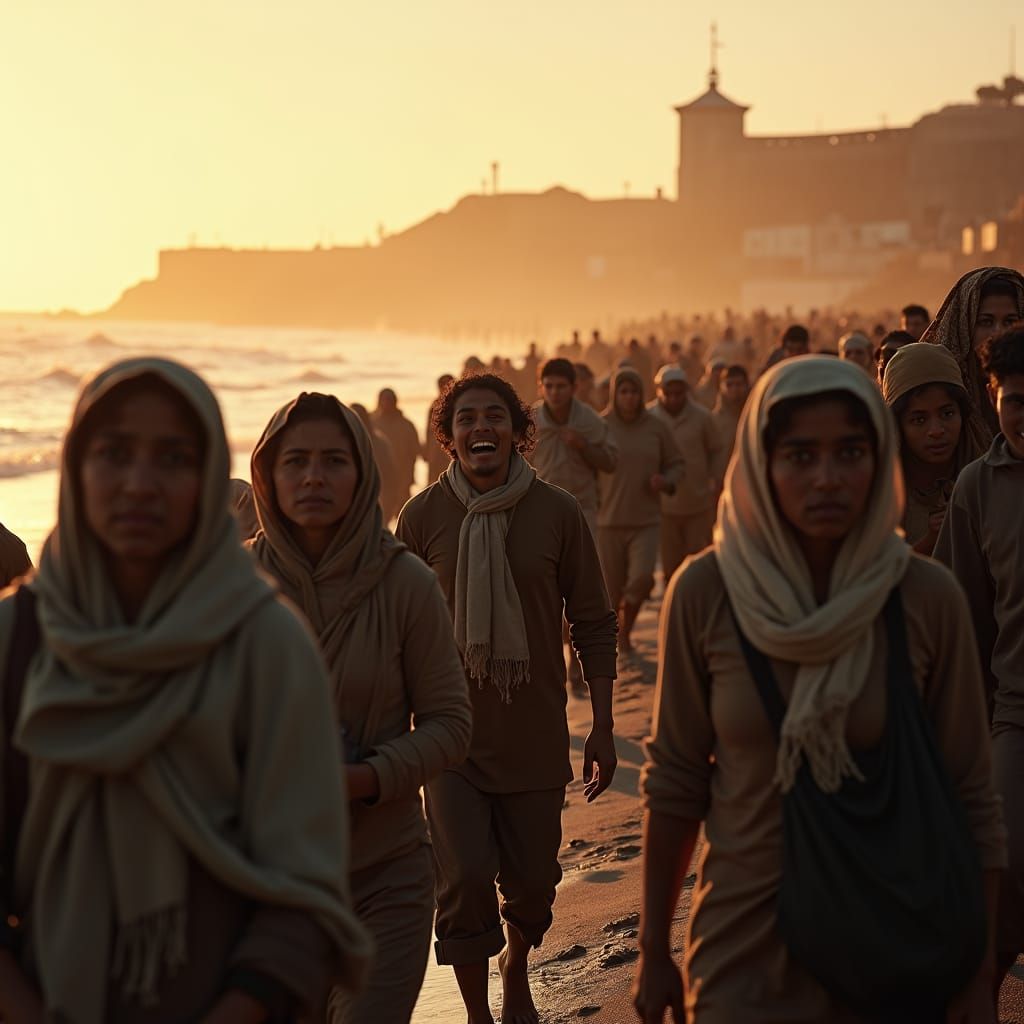 Refugees Arrive in Portugal: Cinematic Film Still