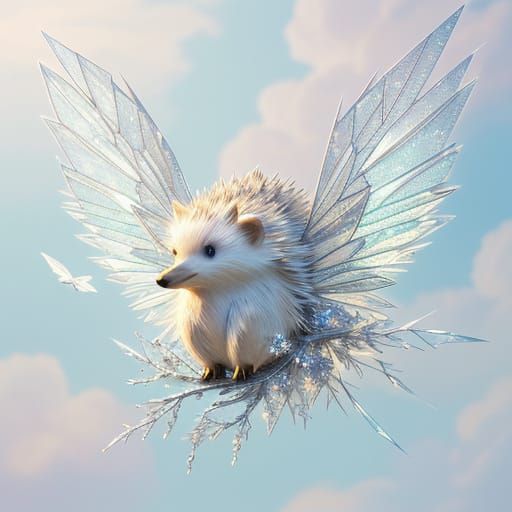 Ethereal Origami Lightning Hedgehog in Soft Pastel Hues