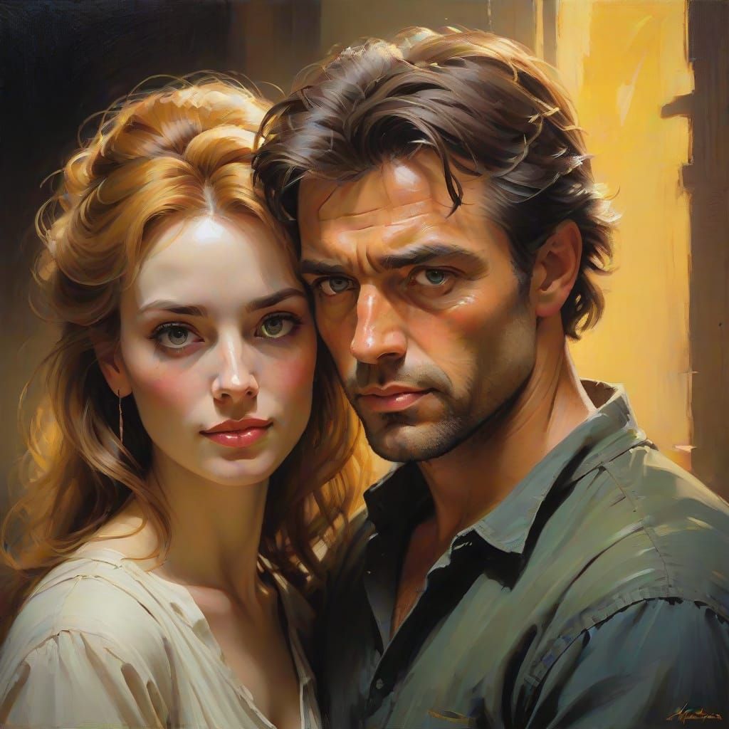 Deceitful Portrait in Warm Golden Hues