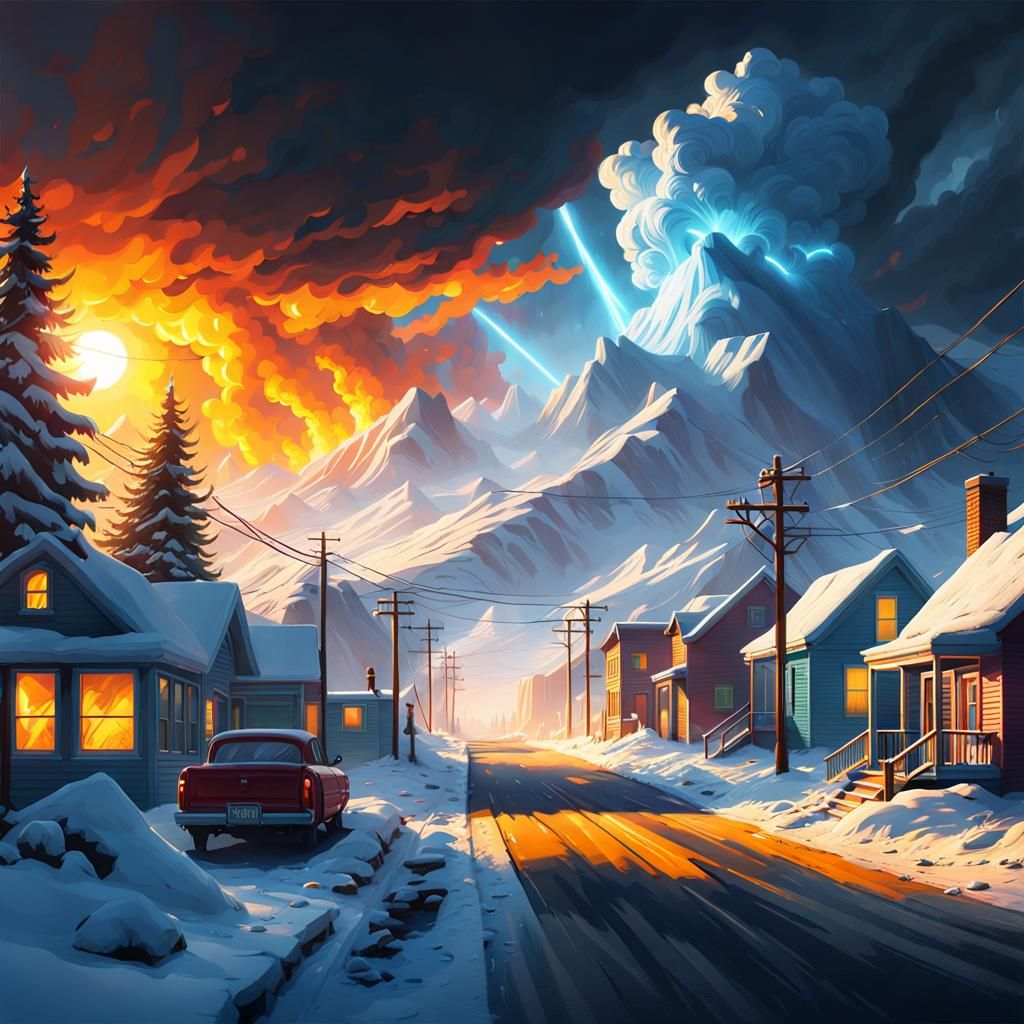 Minimalist Snow Apocalypse: America Destroyed