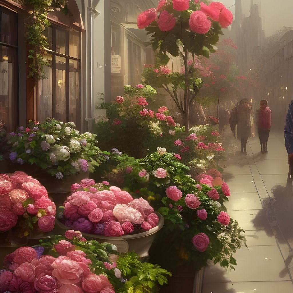 Roses in a Florist Shop: Hyperdetailed Concept Art