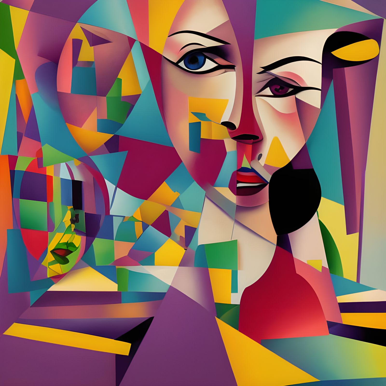 Alice in Wonderland Cubist Art Deco Painting