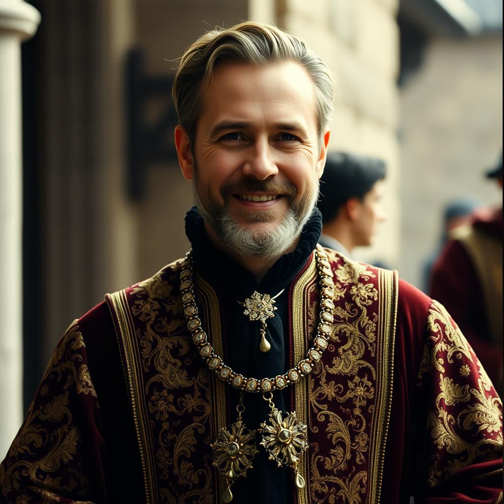 Distinguished Medieval Mayor in Ornate Attire