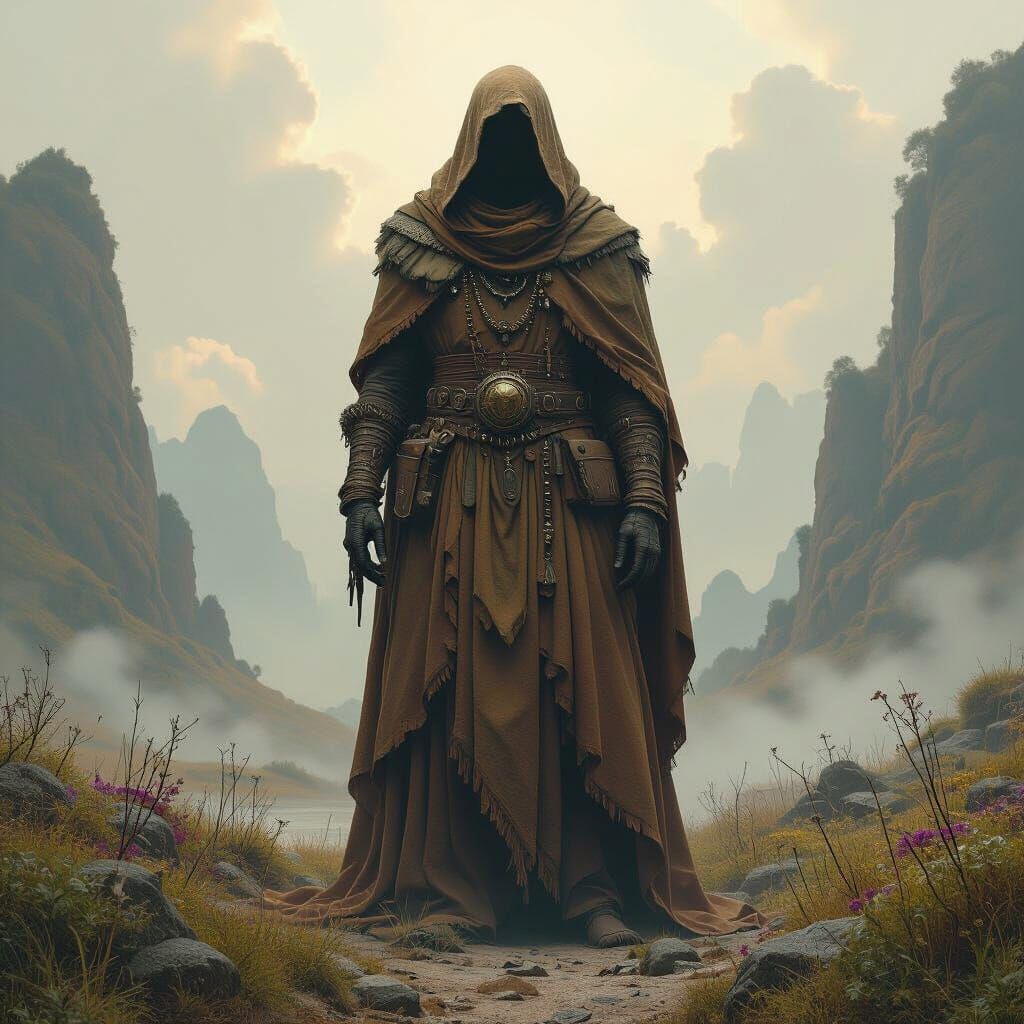 Colossal Figure in Mystical Landscape, Surreal Realism