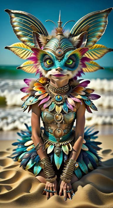 Gremlin Humanoid On A Beach