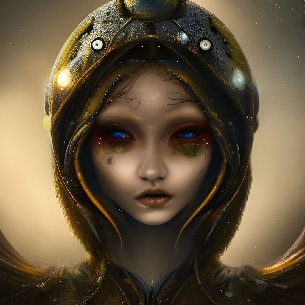 Extraterrestrial Cyborg Gremlin in Solarpunk Style