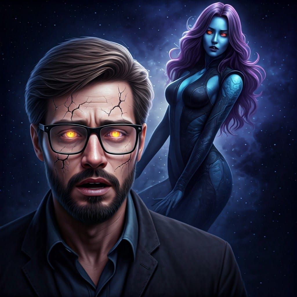 Goddess Descends Upon a Broken Man in Hyperphotorealistic Sp...