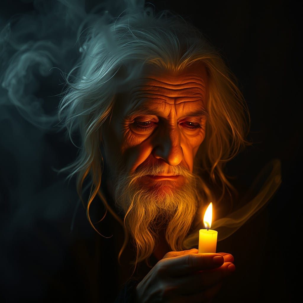 Ethereal Gothic Figure in Candlelit Victorian Shadows