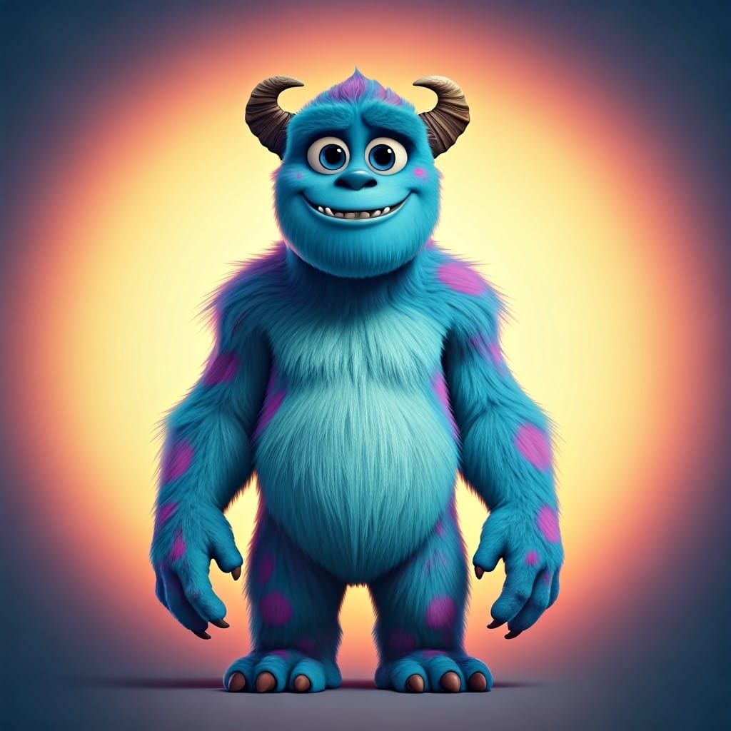 Blue and Pink Monster Character in 3D Animation Style