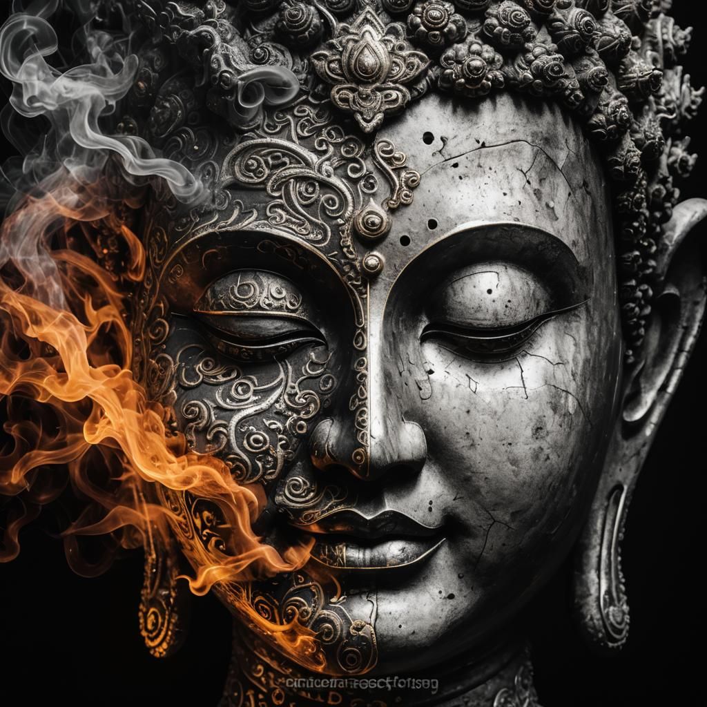 Surreal Buddha Devil Face in Thai Anime Style