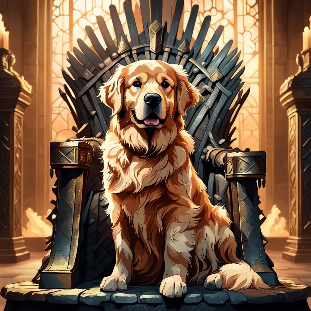 Golden Retriever King on the Iron Throne