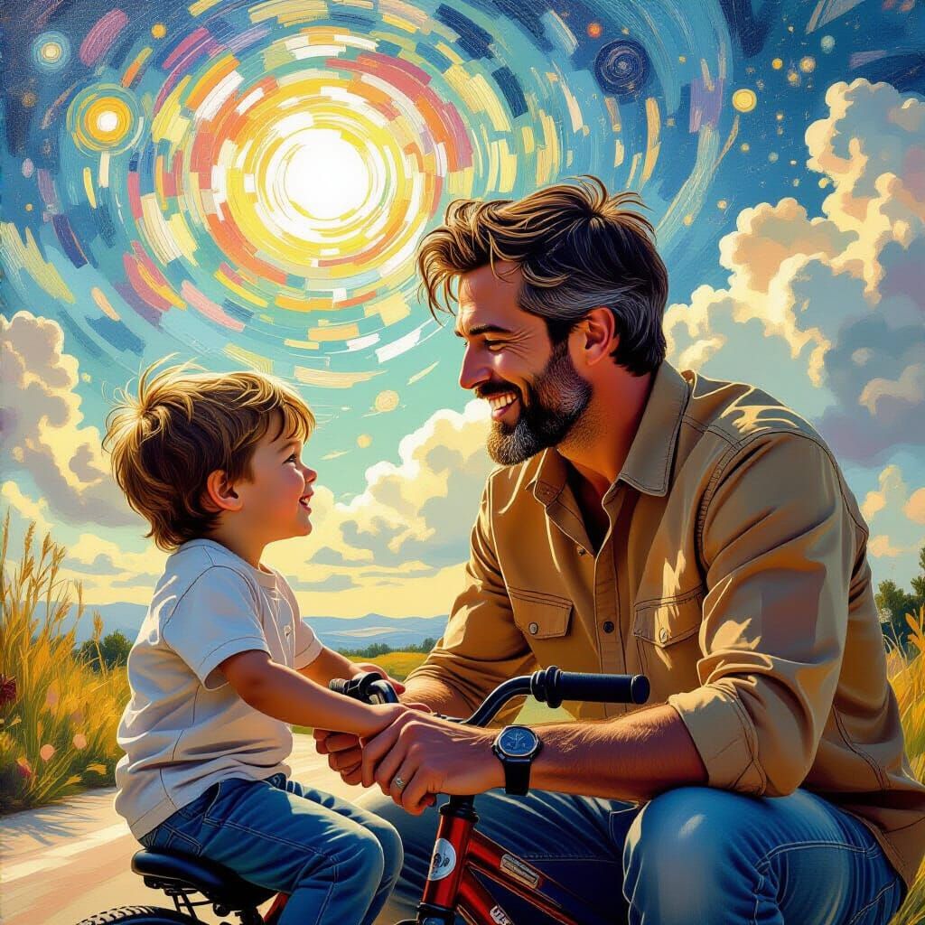 Father and Son: Embossed Digital Art Adventure