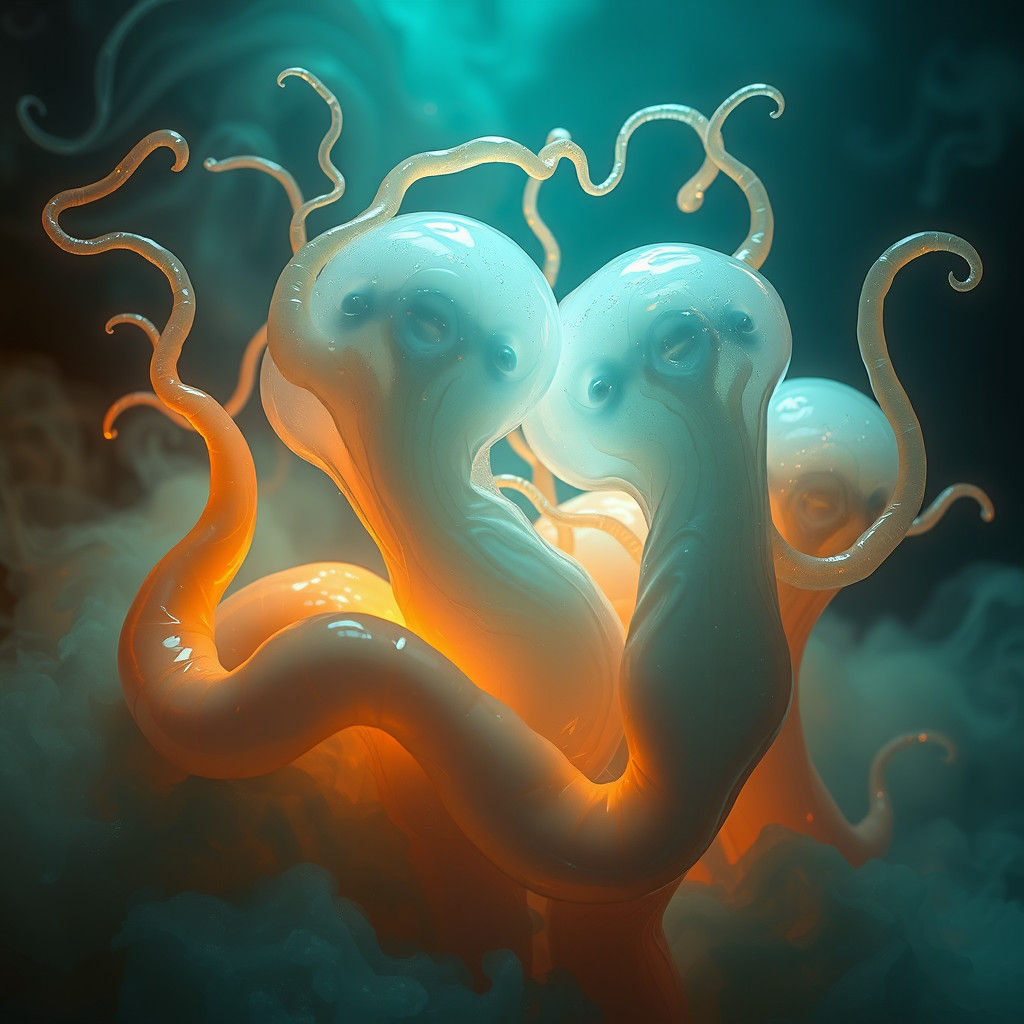 Ethereal Amorphous Aliens in a Mystical Landscape