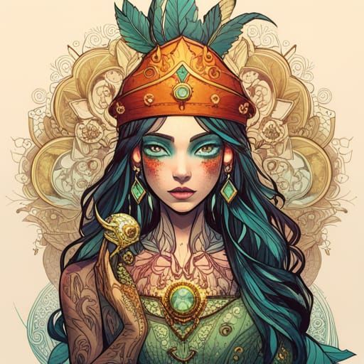 Intricate Digital Painting of a Luminous Pirate Queen