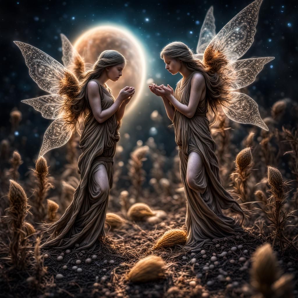 Cosmic Seed Angels in Hyperrealistic Detail
