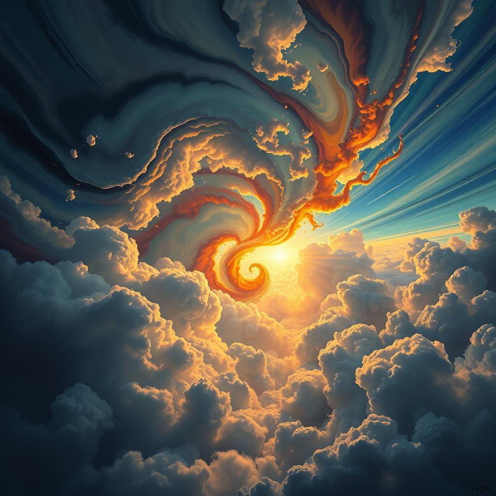 Dramatic Clouds Converge in Surreal Dreamscape