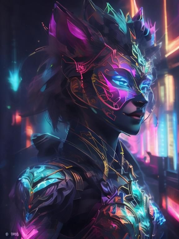 Neon Mecha Nightmare Robot in Fantasy Style