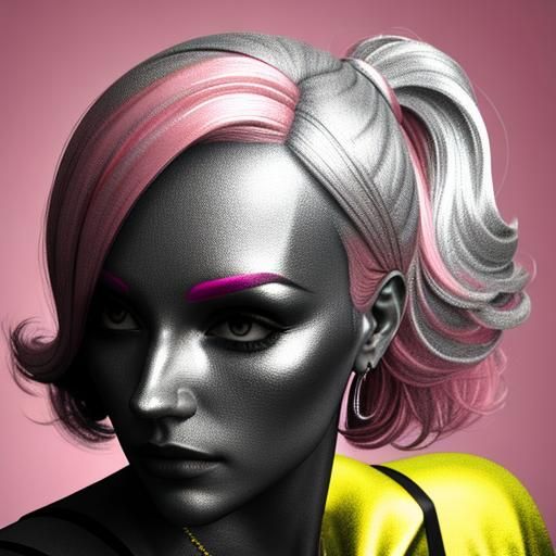 Chiaroscuro Image in Pink, Silver, and Yellow
