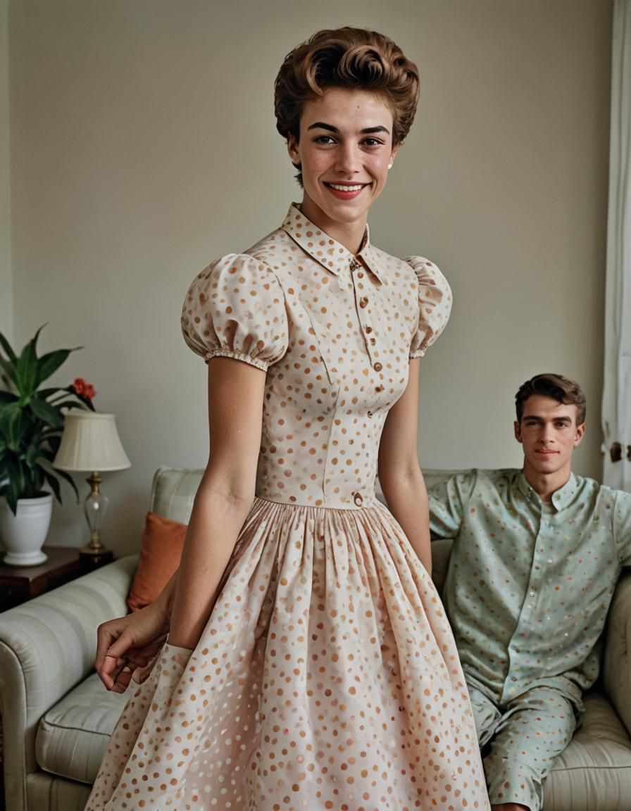 Boy Crossdressing with Girlfriend, Professional Portrait