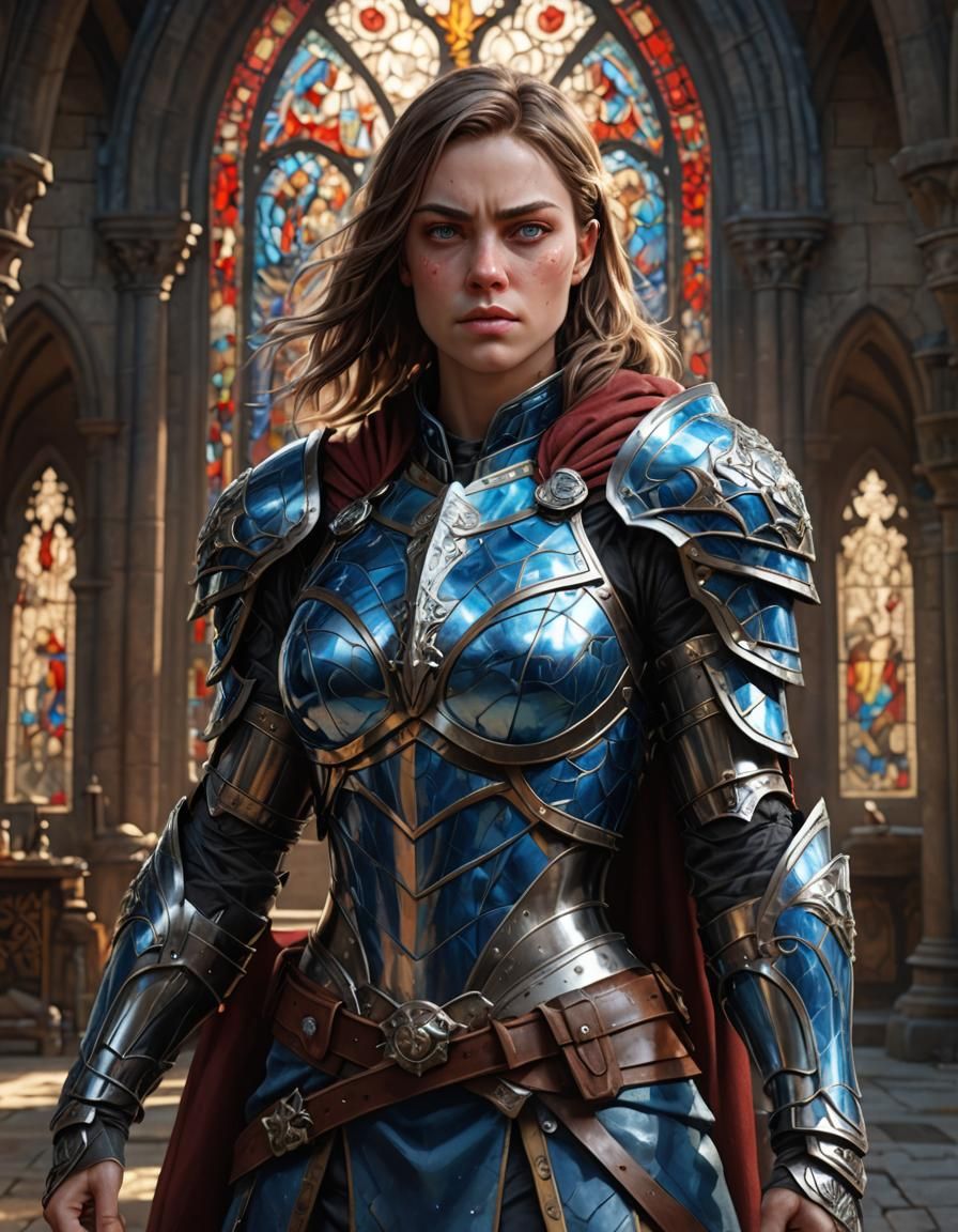 Stained Glass Armour Warrior in Hyperrealistic Style