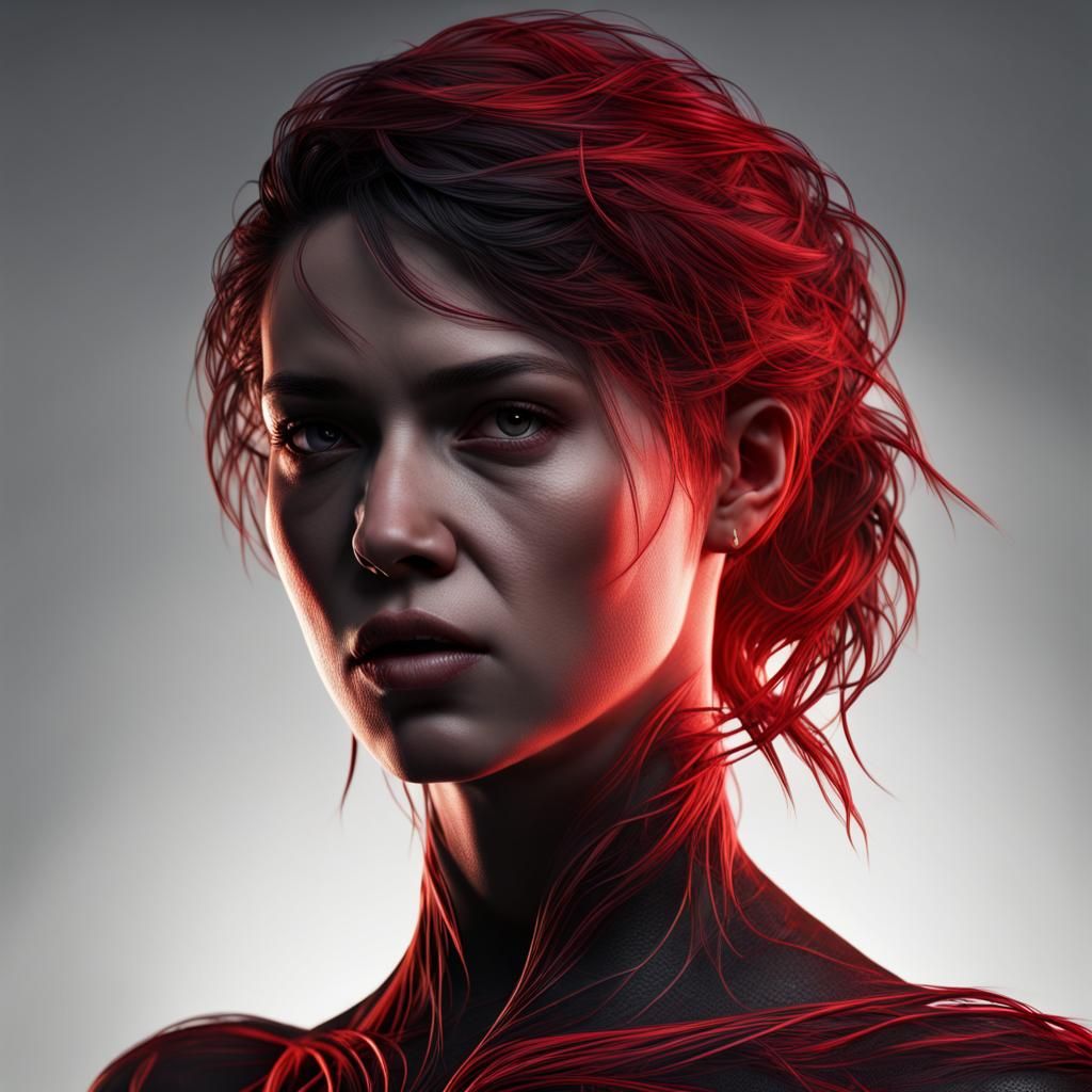 Portrait of Anger: Red and Black Fantasy