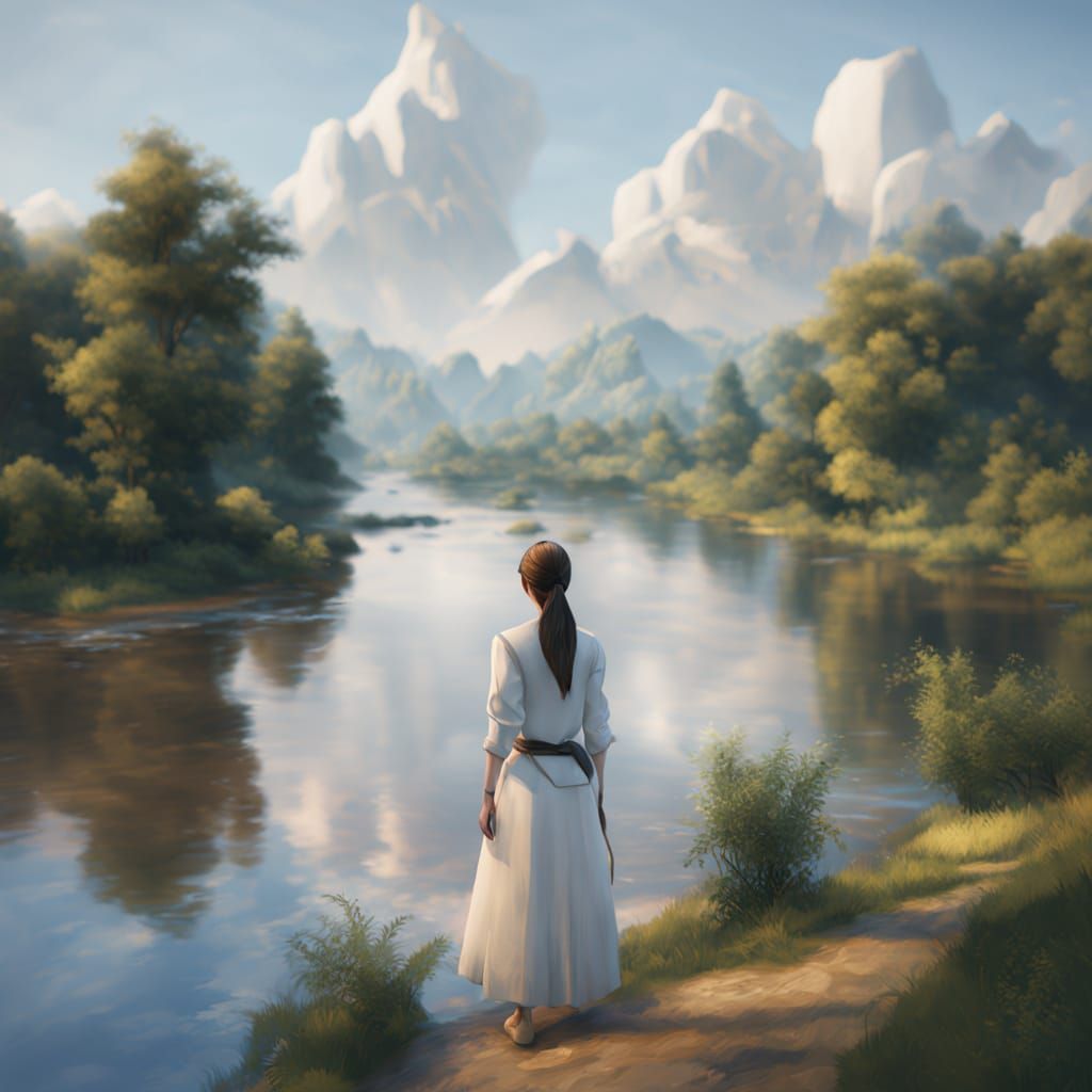 Fast Flowing River Concept Art, Hyperrealistic