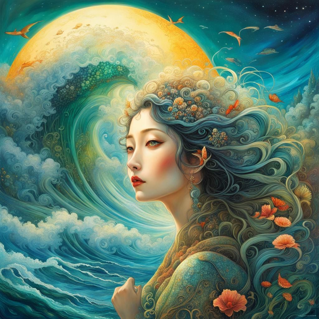 Ocean Mother in Japanese Fantasy Seascape