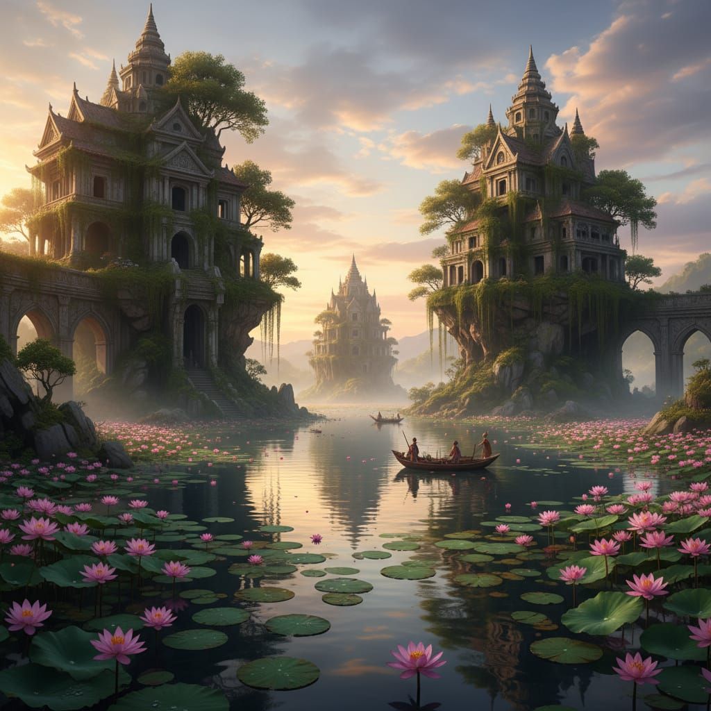 Lakes with Lotus Blooms: Mansions of the Flood